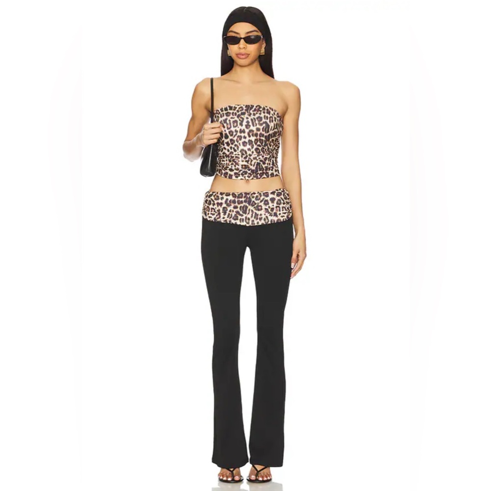 Leopard Print Strapless Jumpsuit / Two Piece Matching Set